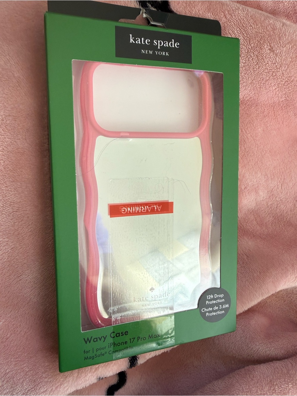 NWT-Kate spade Pink Wavy Clear MagSafe iPhone 17 Pro Max Case-NEW in box!